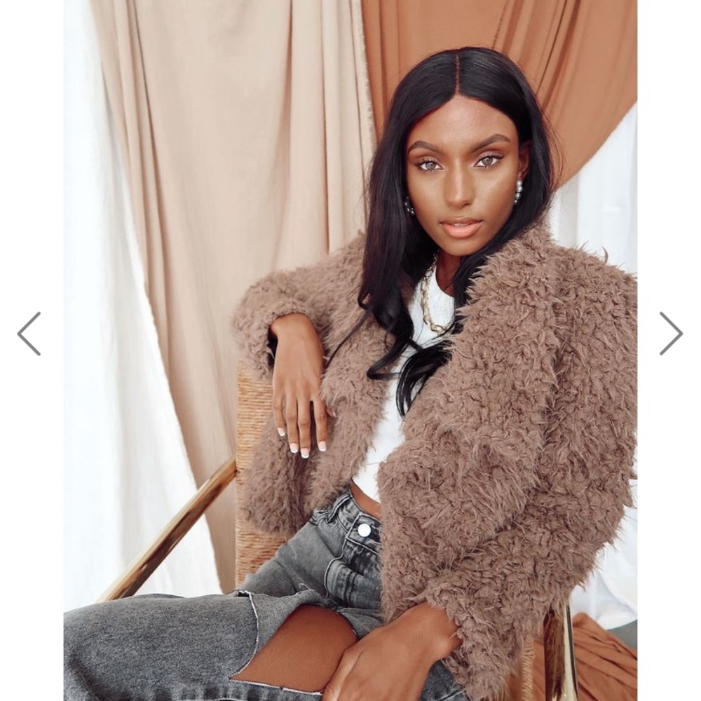 NWT Williamsburg toffee faux fur jacket